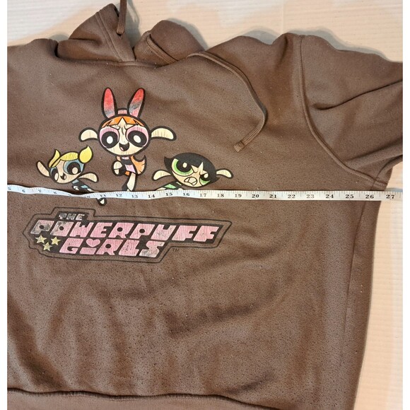 Powerpuff Girls Hoodie Womens XL Brown Cartoon Network Y2K Graphic Distressed - Picture 3 of 8